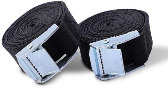 SAIYU Lashing Strap Adjustable Ratchet Tie Down Straps Heavy Duty Tension Belts Cargo Straps with Quick Release Cam for Trucks Bicycle Boat Trailer Sup Kayak Car Luggage Strap, Black, 2 PCS, 3M*25mm