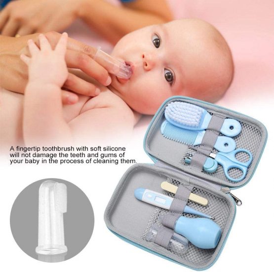 Fdit 8 in 1 Baby Grooming Kit Infant Manicure Care Set Baby Manicure Set Including Nail Clipper Safety Scissors Hair Brush Nail File(Blue) - Image 3