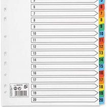 5 x Set Of A4 File Dividers Numbered 1-20 Plastic Tabs