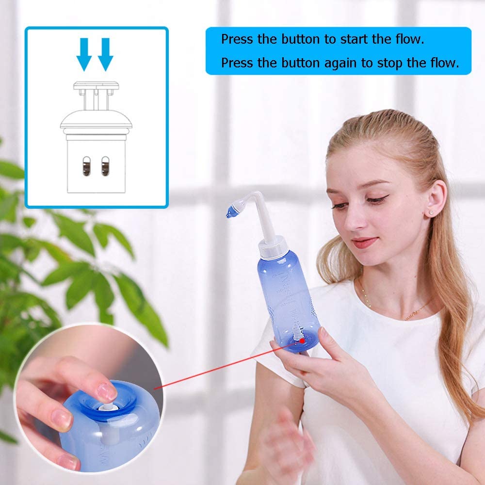 CROING π¦πΆπ»ππ π₯πΆπ»ππ² (500ml) Nasal Wash Bottle Only for Nasal Irrigation - Sinus Rinse , Neti Pot, White,blue, 1 count - Image 3