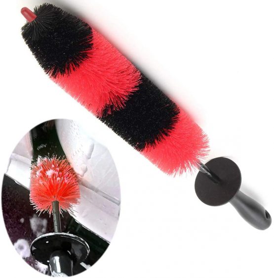 Stone Banks Alloy Wheel Brush Wheel Cleaning Brush, Wheel and Rim Detailing Brush Car Wheel Cleaning Brush, 17 Inch Car Wheel Brush Used for Wheels and Rims of Car/Motorcycle/Bicycle(M)