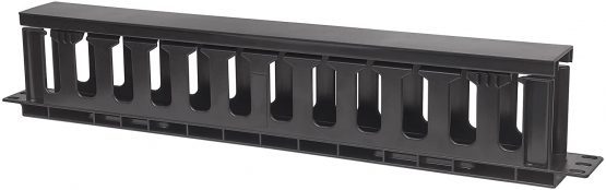 Intellinet 19 Inch Cable Management Panel, 19 Inch Rackmount Cable Manager, 1U, with Cover, Black