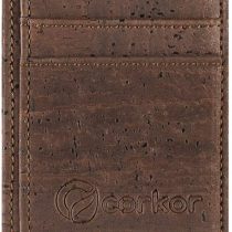 Corkor Minimalist Vegan ID Case RFID Men Women Sustainable Non-Leather Cork Gift , Dark Brown, Small