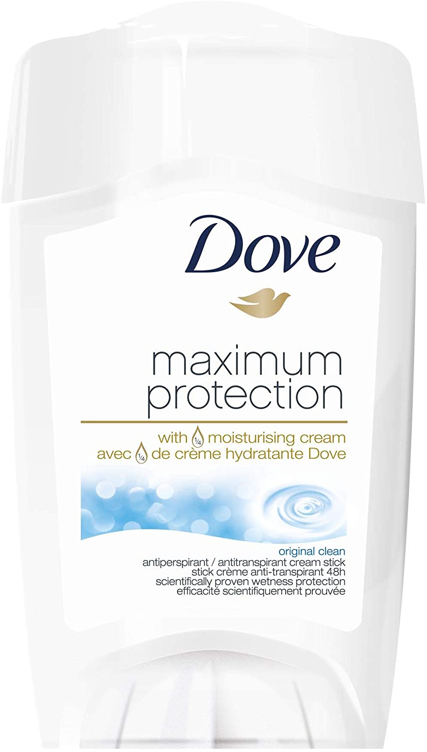 Dove Maximum Protection Original Clean Anti-perspirant Cream Stick with ¼ moisturising cream our most effective deodorant 3x 45 ml