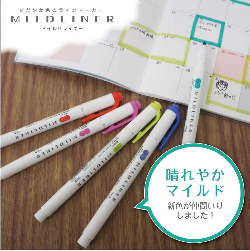 Zebra Highlighter Mildliner, 5 Bright Color Set (WKT7-5C-HC), 5 count (Pack of 1) - Image 2