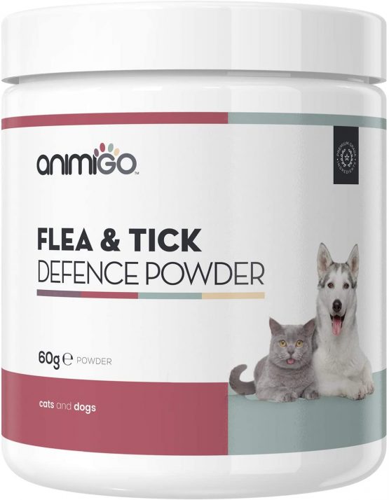 Animigo Flea & Tick Defence Powder - 100g Chicken Flavour - Tick And Flea Treatment For Dogs & Cats - Natural Flea, Mite & Tick Repellent - Plant Based Natural Ingredients & Vitamin B - Made In UK