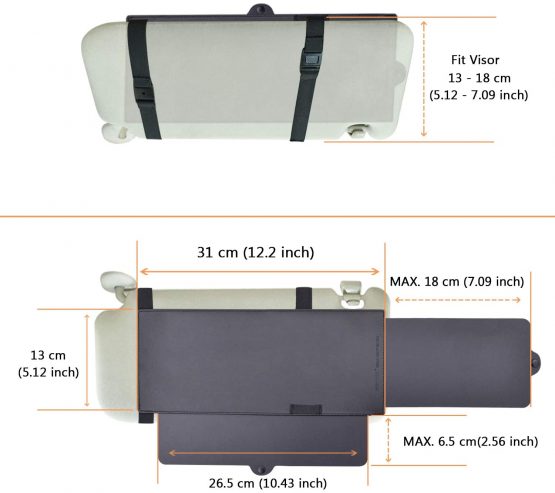 WANPOOL Car Visor Sunshade, Car Visor Anti-glare Sunshade Extender for Front Seat Driver and Passenger - 2 Pieces (Black) - Image 4
