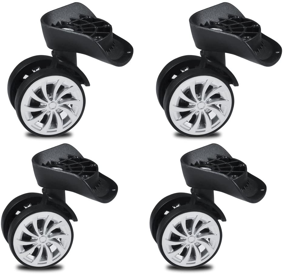 2 Pieces Heavy Duty 55mm Rubber Swivel Castor Wheels - Trolley Furniture Caster, Luggage Travel Suitcase Wheels