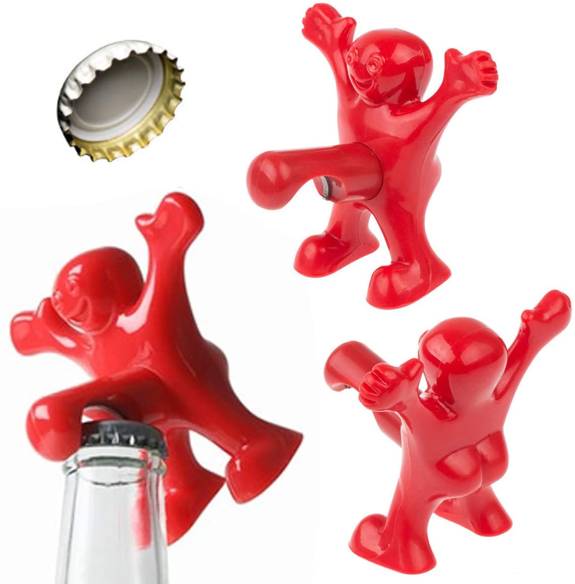 Happy Man Bottle Opener Wine Bottle Stopper, Wine Bottle Corkscrew, Beer Bottle Opener, Gag Gift, 3-and-1, Wine Sealer - Image 4