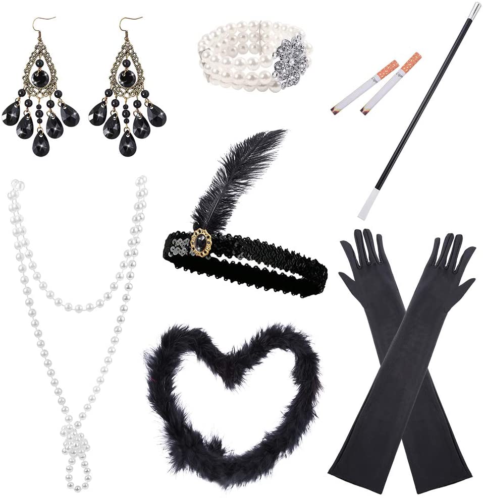 Auihiay 1920s Accessories Set 11 Pieces Flapper Roaring 20’s Theme ...