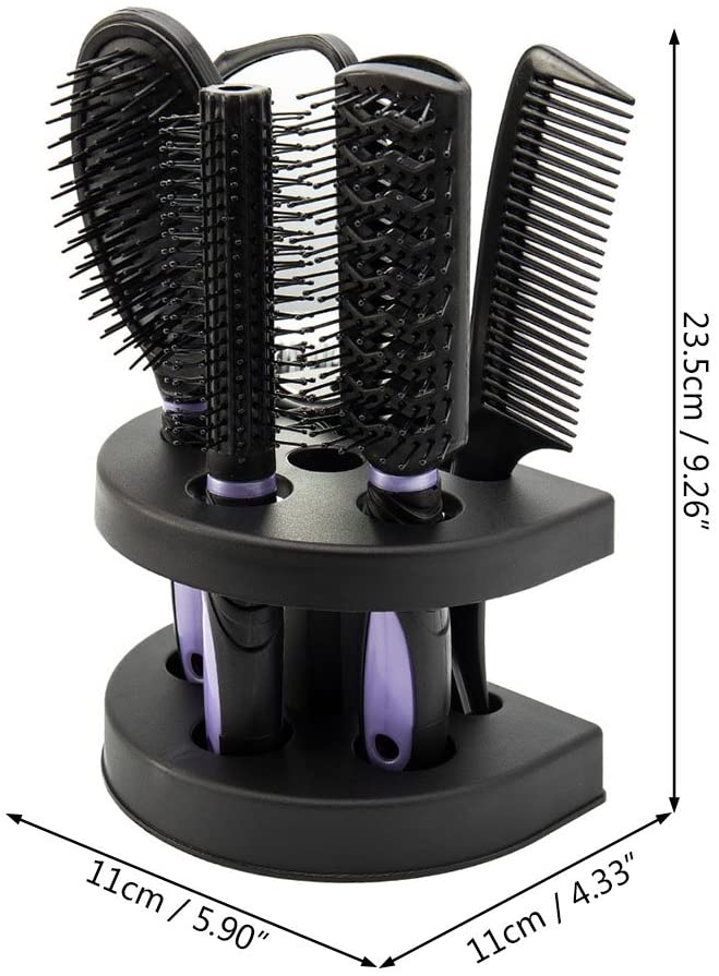 5pcs Hair Care Brush Set Pro Detangle Hair Brush Women Ladies Hair Care Massage Brush with Mirror and Holder Hair Styling Tools Adults & Kids (Purple) - Image 4