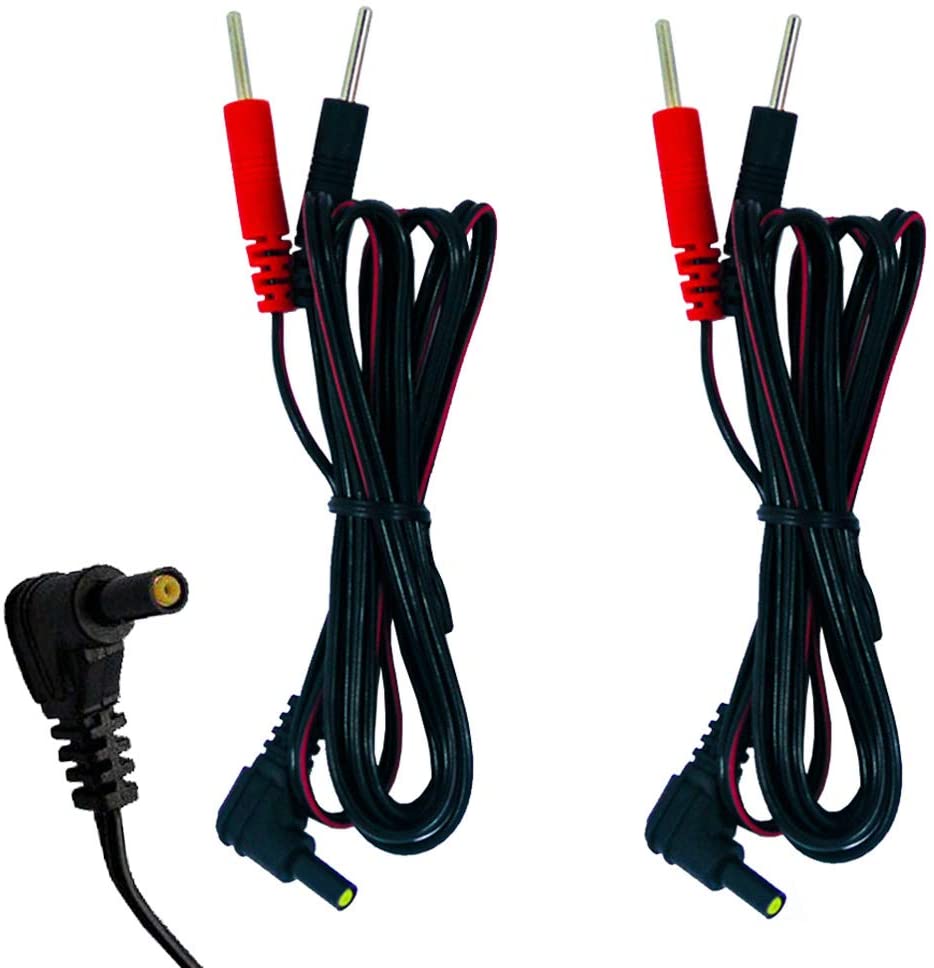 TENS Lead Wires, Replacement Electrode Cables with 2mm Pin Connectors & 2.35mm Plug -2 Pack Compatible with TENS, EMS, NMES