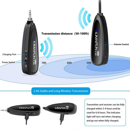 Wireless Fitness Microphone Headset, KIMAFUN 2.4G Wireless Sweatproof Waterproof Headset Mic with Rechargeable Transmitter and Bodypack Receiver For Speaker, PA, Fitness Instructor, Teacher, G100-1 - Image 2