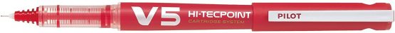 Pilot V5 Cartridge System Liquid Ink Rollerball 0.5 mm tip Single Pen with 3 Free Refills - Red - Image 2