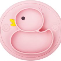 Baby Suction Plates, Non-Slip Feeding Plate for Toddlers Babies Kids Fits Most Highchair Trays BPA-Free FDA Approved, Dishwasher and Microwave Safe (Rose Duck)