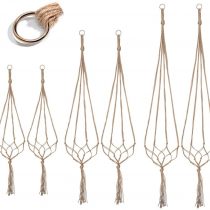 Macrame Plant Hangers Holder 6 Packs Indoor Outdoor Hanging Planter Basket Rope Flower Pot Holder Jute Rope Plants Hangers Garden Home Decorations and Space Saving