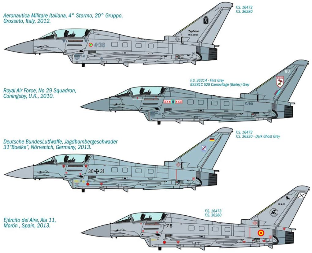 Italeri 1:72 - EF 2000 Typhoon, Gray,white,green,silver, Grey, White, Green, Silver - Image 3