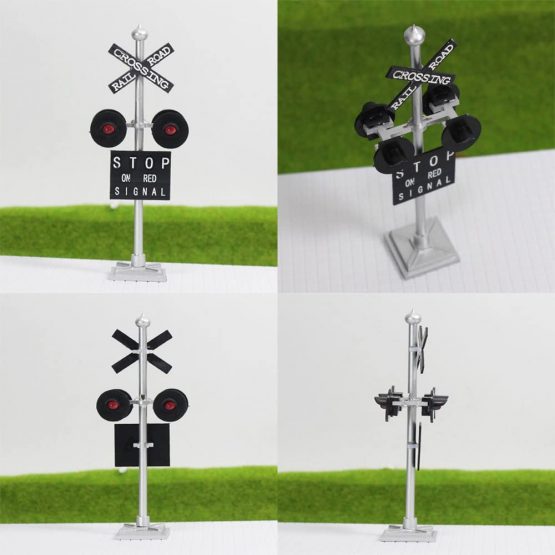 Evemodel JTD876RP 1 set HO Scale Railroad Train/Track Crossing Sign 4 heads LED made + Circuit board flasher-Flashing Red Train Signal Lights Decoration and Party - Image 2