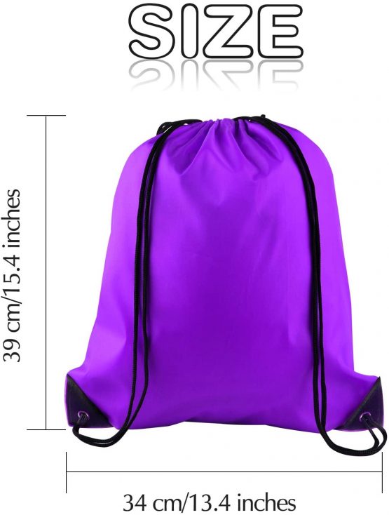 FEPITO 2 Pack Drawstring Backpack Bags Sack Cinch Bag String Backpack for Gym Traveling, Purple - Image 2
