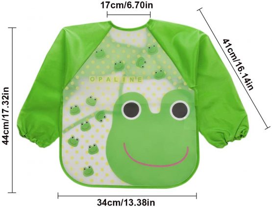 4 Pcs Bibs with Sleeves Baby Feeding Bibs Waterproof Long Sleeved Bib Plastic EVA Washable Weaning Bibs Toddler Painting Apron Bibs for Toddlers Baby Boys & Girls 6 Months to 36 Months - Image 3