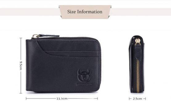 BULLCAPTAIN Leather Wallet Zipper Men Wallet, Mens RFID Antimagnetic Genuine Leather 11 Card Slots Wallet Coin Purse Wallet Credit Card Holder (Black) - Image 2