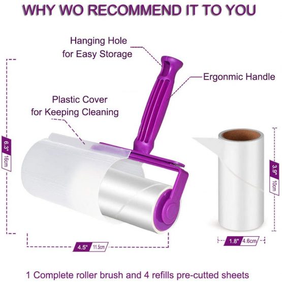 Mr Hsiung & Mrs Yin Lint Rollers for Pet Hair, Clothes Roller, Lint Roller for Clothes, Extra Sticky Lint Remover Brush, Pet Hair Remover, 1 Roller + 5 Refills, 300 Sheets Total - Image 2