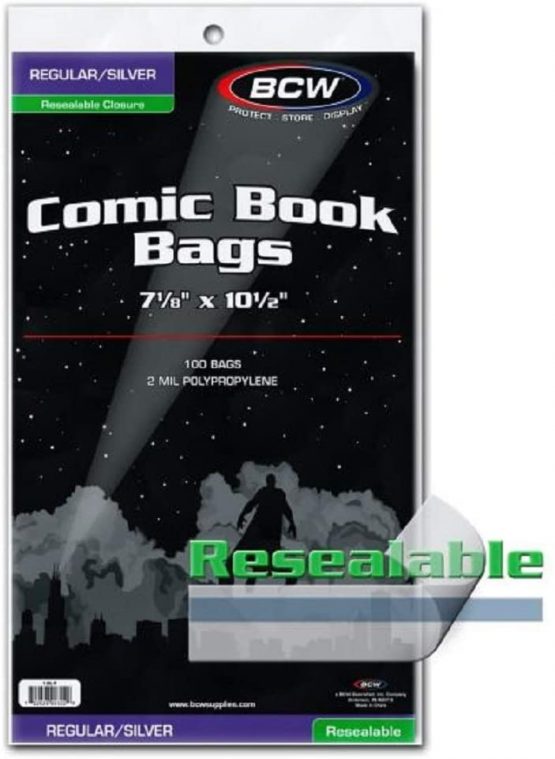 BCW Resealable Silver/Regular Comic Book Bags, Clear 2-mil Polypropylene | 7-1/8" x 10-1/2" | 100-Count , Holds Silver Age Comics - Image 4