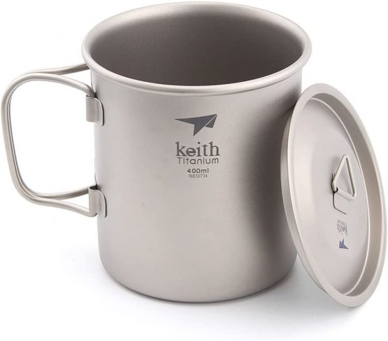 Keith Titanium Cup Folding Handles Single Wall Water Mug Outdoor Camping Travel Exploration Portable Drinkware 400ml Ti3203 - Image 3