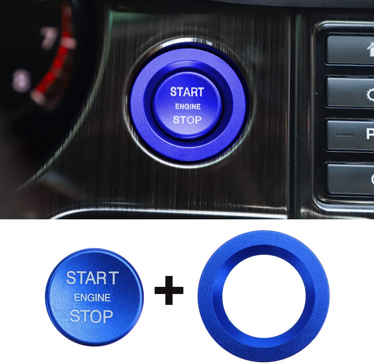 C-FUNN Car Start Button Carbon Engine Switch Cover Interior Moulding for Land Rover Discovery Sport 2015-2018 - Red - Image 3