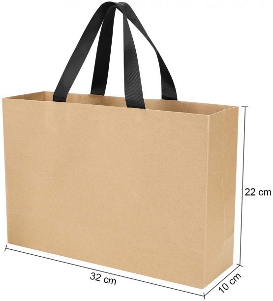 10Pcs Kraft Brown Paper Bags with Wide Handle Paper Party Gift Bags Thicken Paper Carrier Bags Shopping Bag Shopper Bags Paper Gift Present Wrapping Bag Boutique Bag Retail Bag Recycled Reusable - Image 3