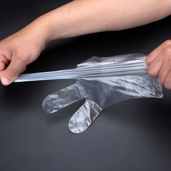 400pcs Disposable Gloves - HUDDU Clear Plastic Disposable Polyethylene Work Cleaning Transparent Waterproof Glove for Cooking Cleaning - Image 4