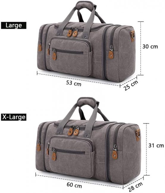 Plambag by Gonex Expandable Canvas Duffle Bag for Men, 50L - 60L Large Holdalls for Men with Multi-Pockets, Overnight Weekend Bag, Unisex Travel Duffle, Weekender Bag for Men and Women Gym Bag (Grey) - Image 4