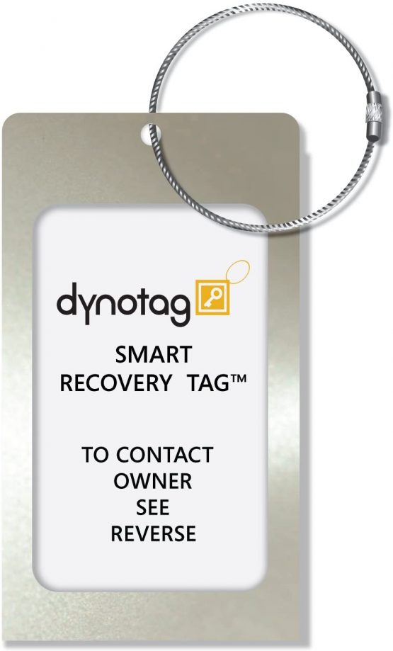 Dynotag® Web Enabled QR Smart Aluminum Convertible Luggage Tag w. Steel Loop - Image 2