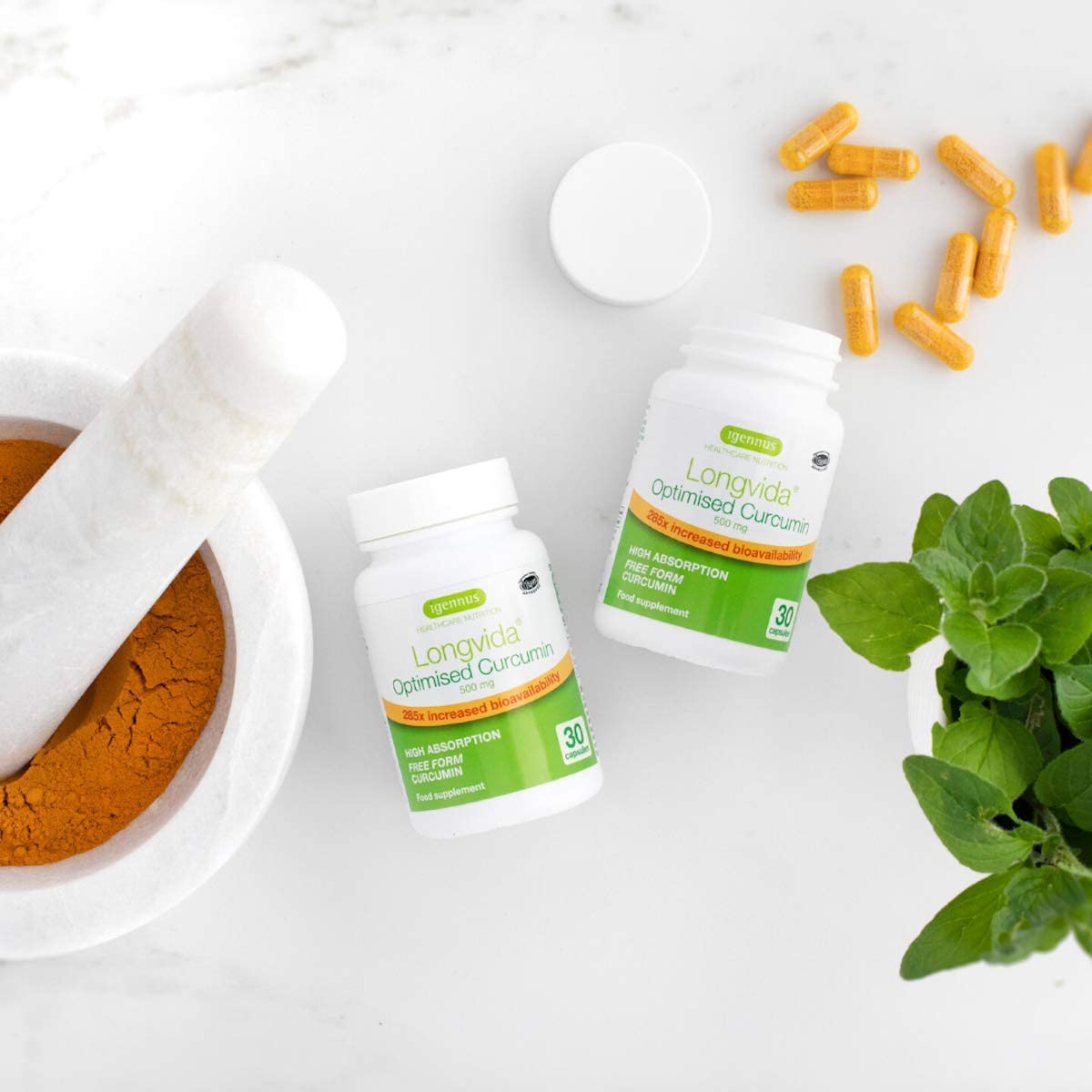 Igennus Longvida Optimised Curcumin 500mg, High Dose & 285x Increased Bioavailability, Rapid Absorption with Sustained Action - Image 2