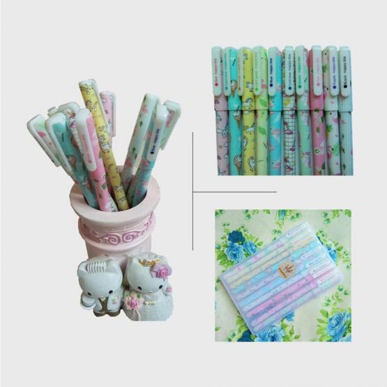 EUGU 5 Unicorn Gel Pens and 5 Flamingo Gel Pens,Cute Korean Stationery for Girls,0.5mm Fine Point Pen,10 Ink Color - Image 3