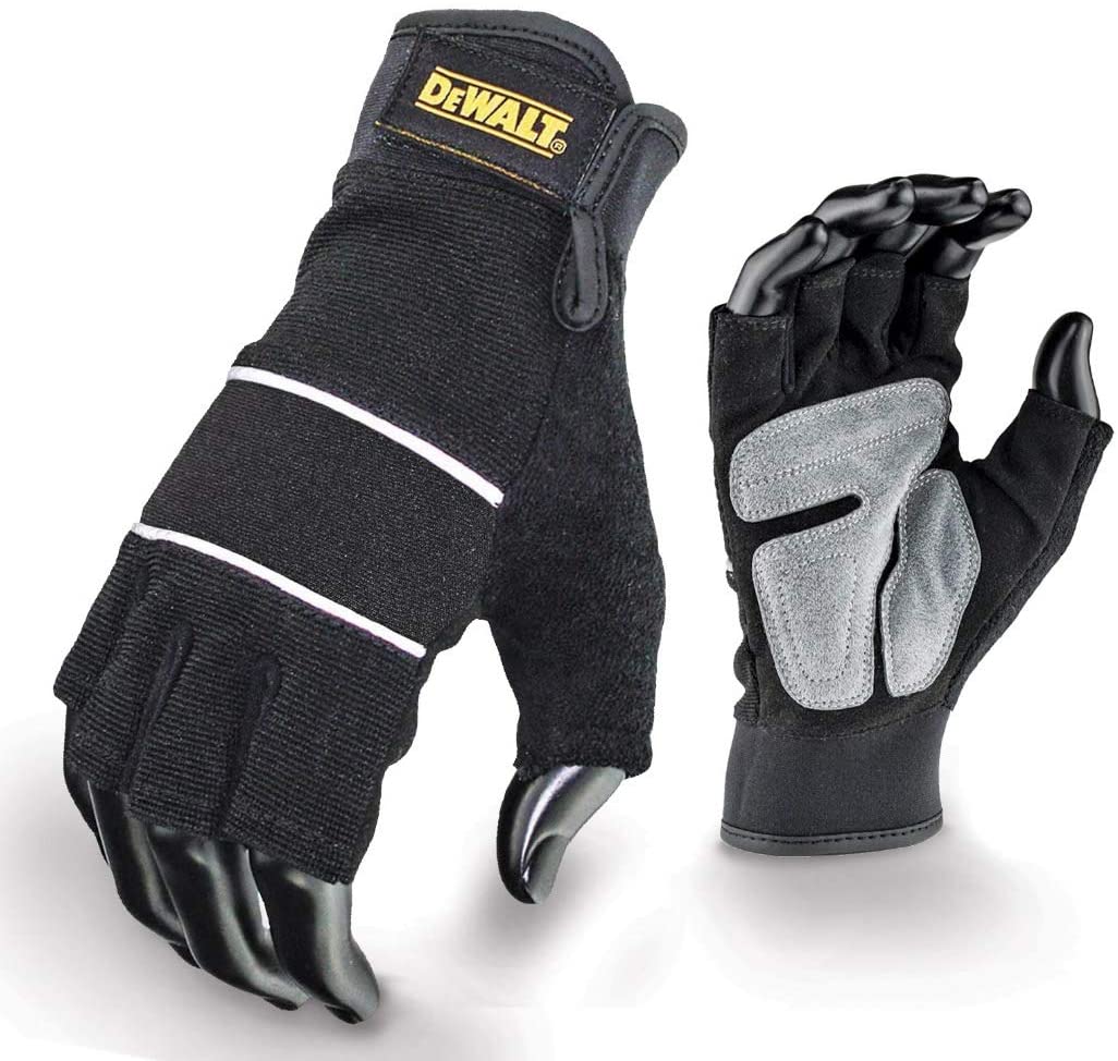 DEWALT dpg213l - Half Finger Protection Gloves, Reinforced (Size L) Black, L (Pack of 1)
