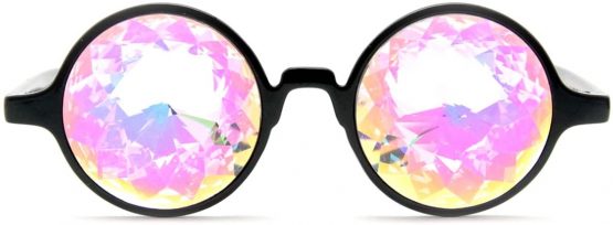 GloFX Black Kaleidoscope Glasses- Rainbow Rave Prism Diffraction