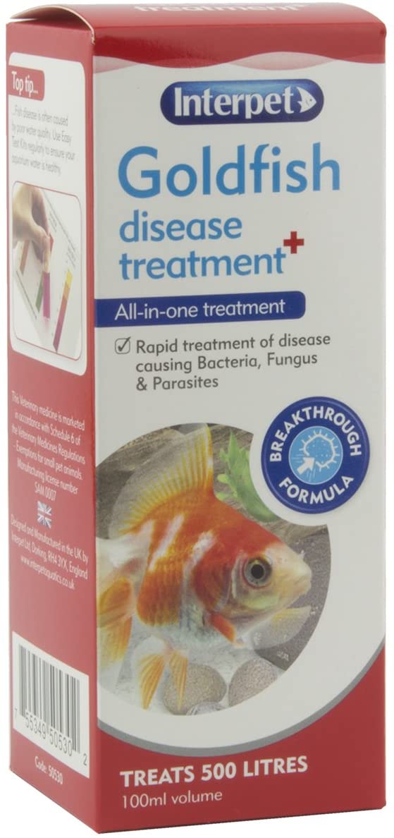 Interpet Goldfish Disease All-in-One Aquarium Fish Treatment, Treats Bacteria, Fungus & Parasites, Works Rapidly, 100 ml