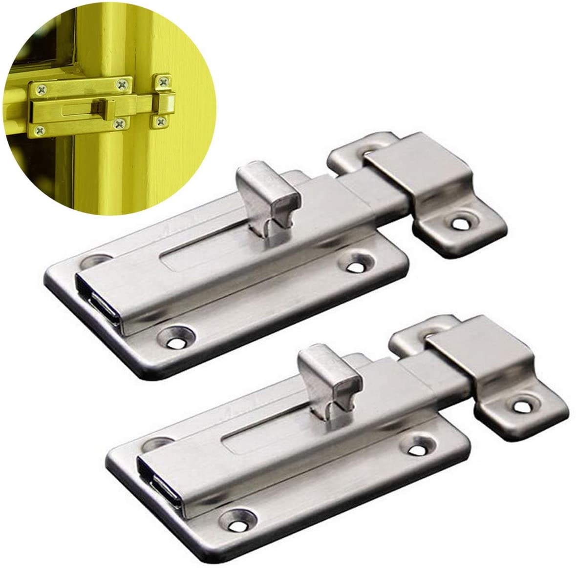 Door Bolts, 2 Pieces Stainless Steel Door Latch Gate Latch Sliding Door Lock