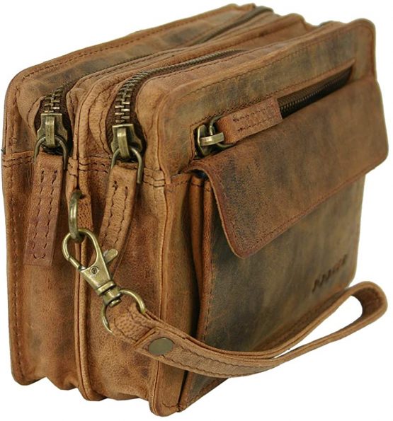 Wallet Mens Leather Business Style Clutch Bag with Wrist Strap Js - Image 2