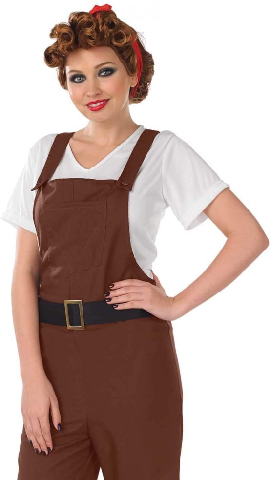 WW2 Land Girl Costume Brown Adult main image 1