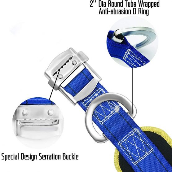 Aoneky Safety Work Belt - Climbing Body Belt with Hip Pad and Side D-Ring Rock Mountaineering - Fall Arrest Harnesses Safety Equipment (blue & yellow) - Image 3