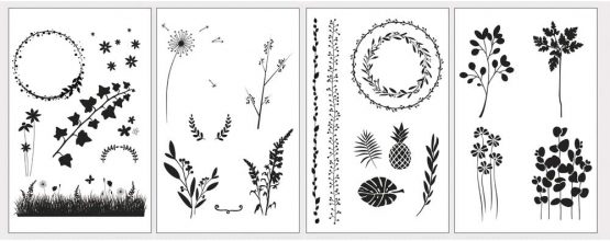 Rayher 67290000 Templates and Transfer Paper for Wood Burning, Card Making and Fabric Painting, Carbon Paper for Crafts, A4, Design Line Plants - Image 2