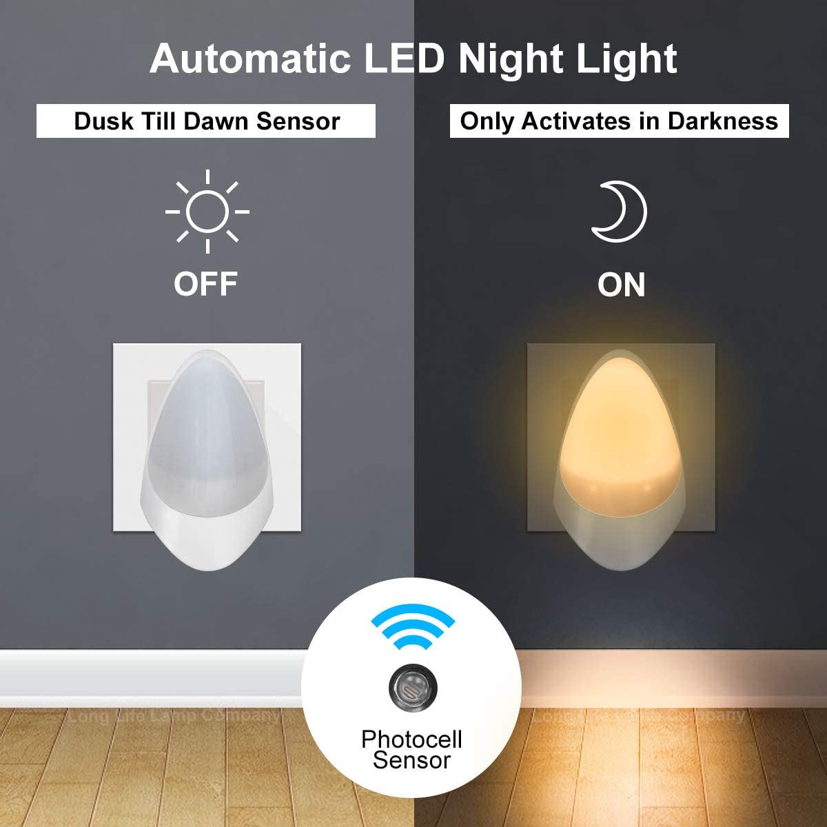 Night Light Kids Plug in Wall Automatic Sensor, LED Night Light Dusk to Dawn (Warm White) - Image 2