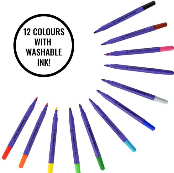 Manuscript Callicreative Broad Pens with 2mm Felt Tips, Twelve Variety of Shades – Ideal for Everyday Drawing and Colouring, Card, Assorted, 150mm X 170mm X 15mm - Image 2