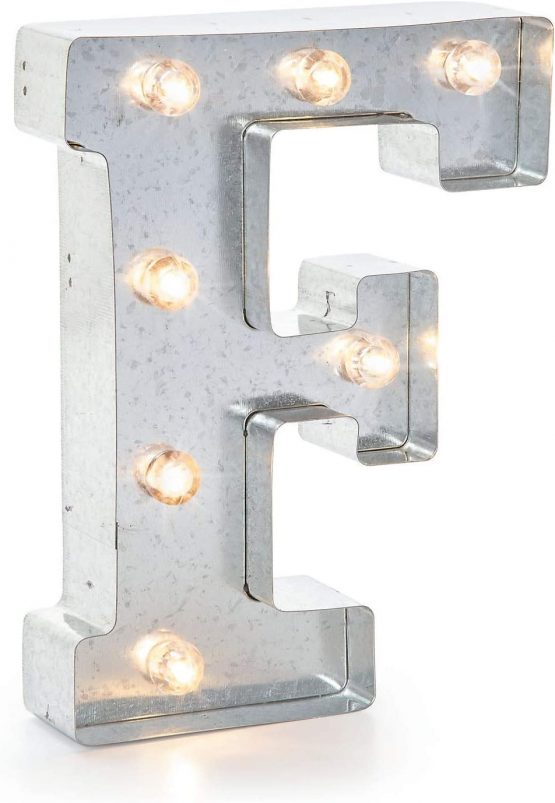 Darice Metal Marquee Letter 9.875-inch, F, Galvanized Silver, 9"