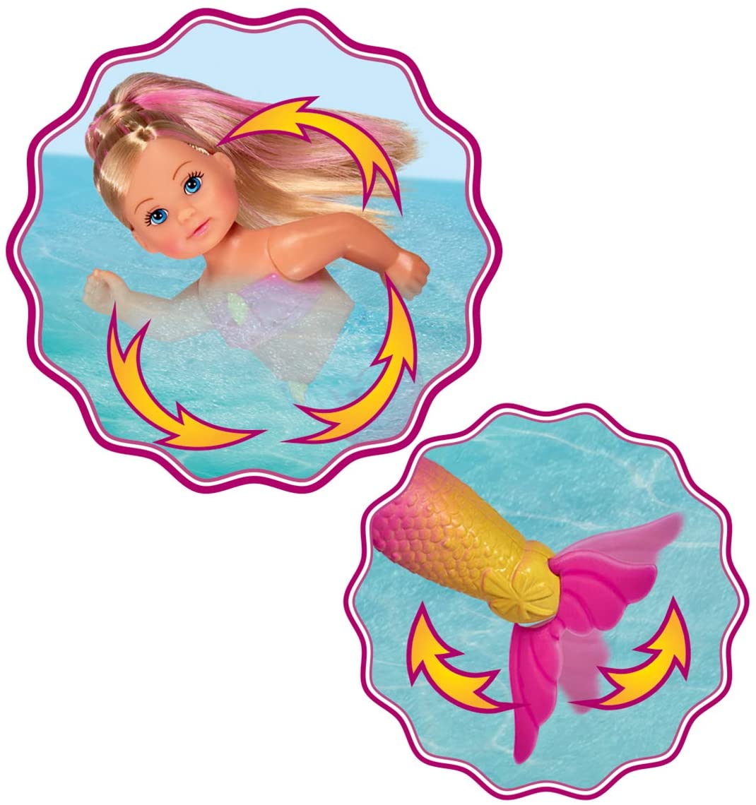 Simba 105733318 Evi Love Swimming Mermaid/Evi the Mermaid/Can Swim/with Fish Figure/Dressing Doll / 12 cm for Children from 3 Years - Image 3