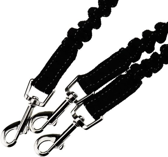 3 Way No-Tangle Triple Coupler Dog Bungee Walking Leash Lead Rope Strap Black - Image 2