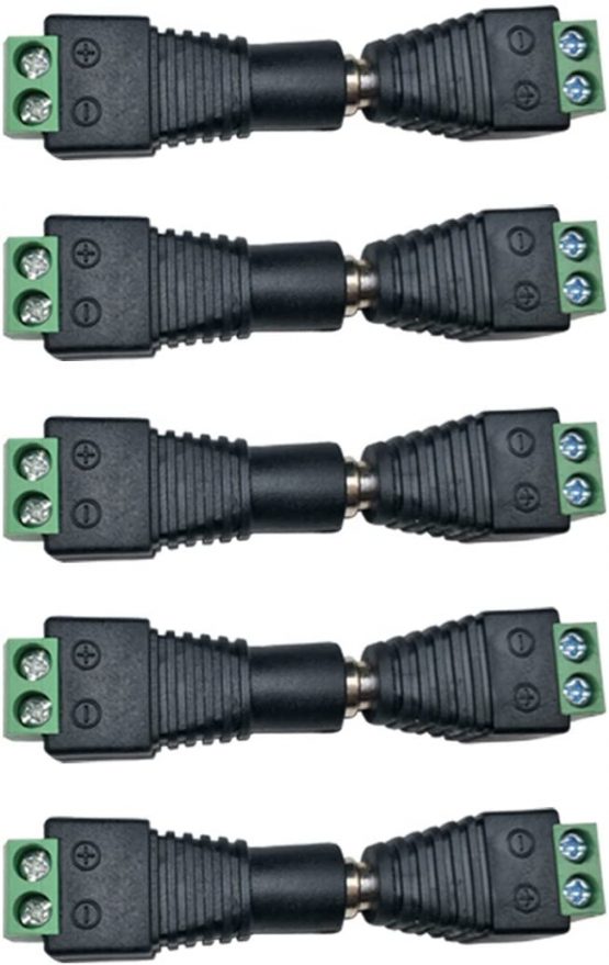 Liwinting 5 Male and 5 Female DC Connector Press Type Adapter DC Power Jack & Plug Screwless Quick Wire Connector 5.5mm x 2.1mm for 12V/24V LED Strip, CCTV Camera and more Electronics