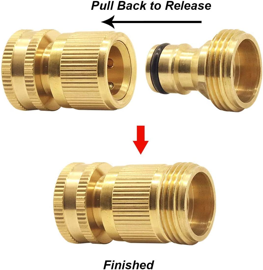Tesmotor Garden Hose Nozzle Connect Kit, 3/4 inch Female Thread Tap Connector & Male Thread Brass Quick Connector(1 Pair) - Image 2
